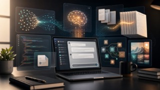Premium AI model access concept with document analysis and coding panels