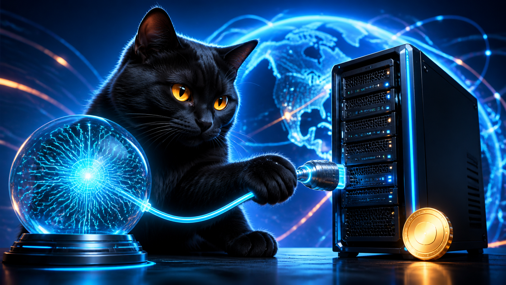 AIコアとWebサーバーを接続する黒猫